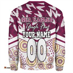 Amazing Aussie Manly Warringah Sea Eagles Tropical Patterns And Dot Painting Eat Sleep Rugby Repeat Sweatshirt