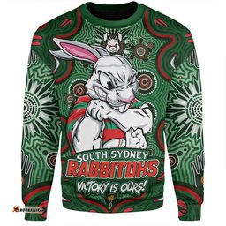 Amazing Aussie South Sydney Rabbitohs Aboriginal Pattern Inspired Victory Is Ours Sweatshirt