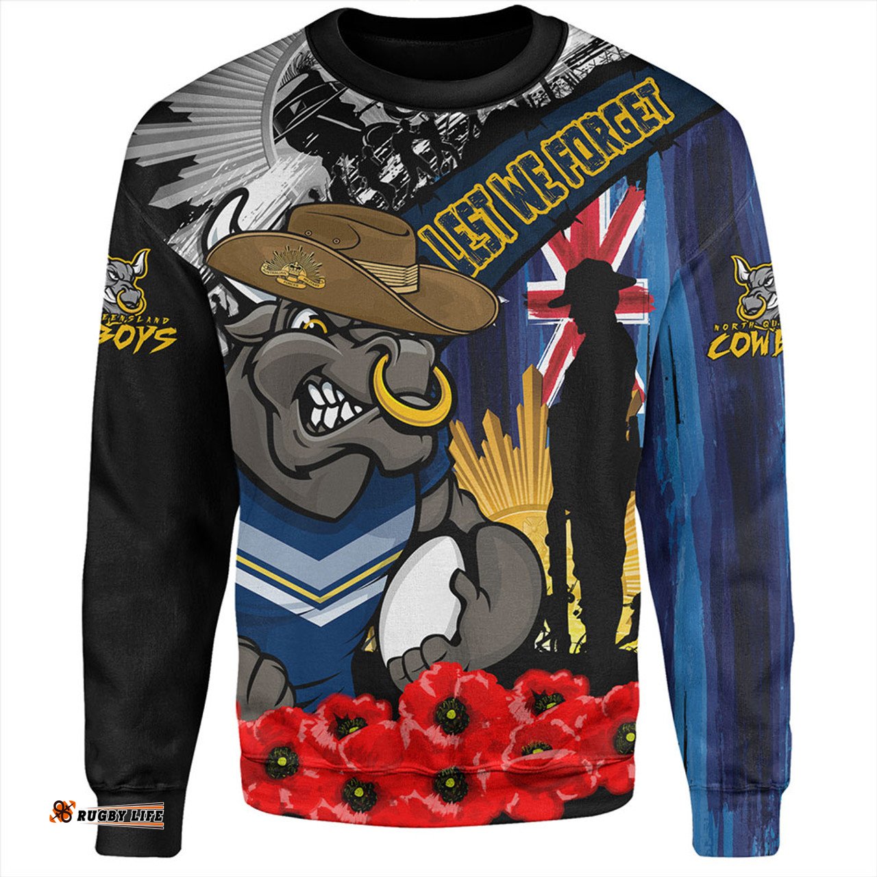 Amazing Aussie North Queensland Cowboys United In Spirit Anzac Day Tribute Sweatshirt