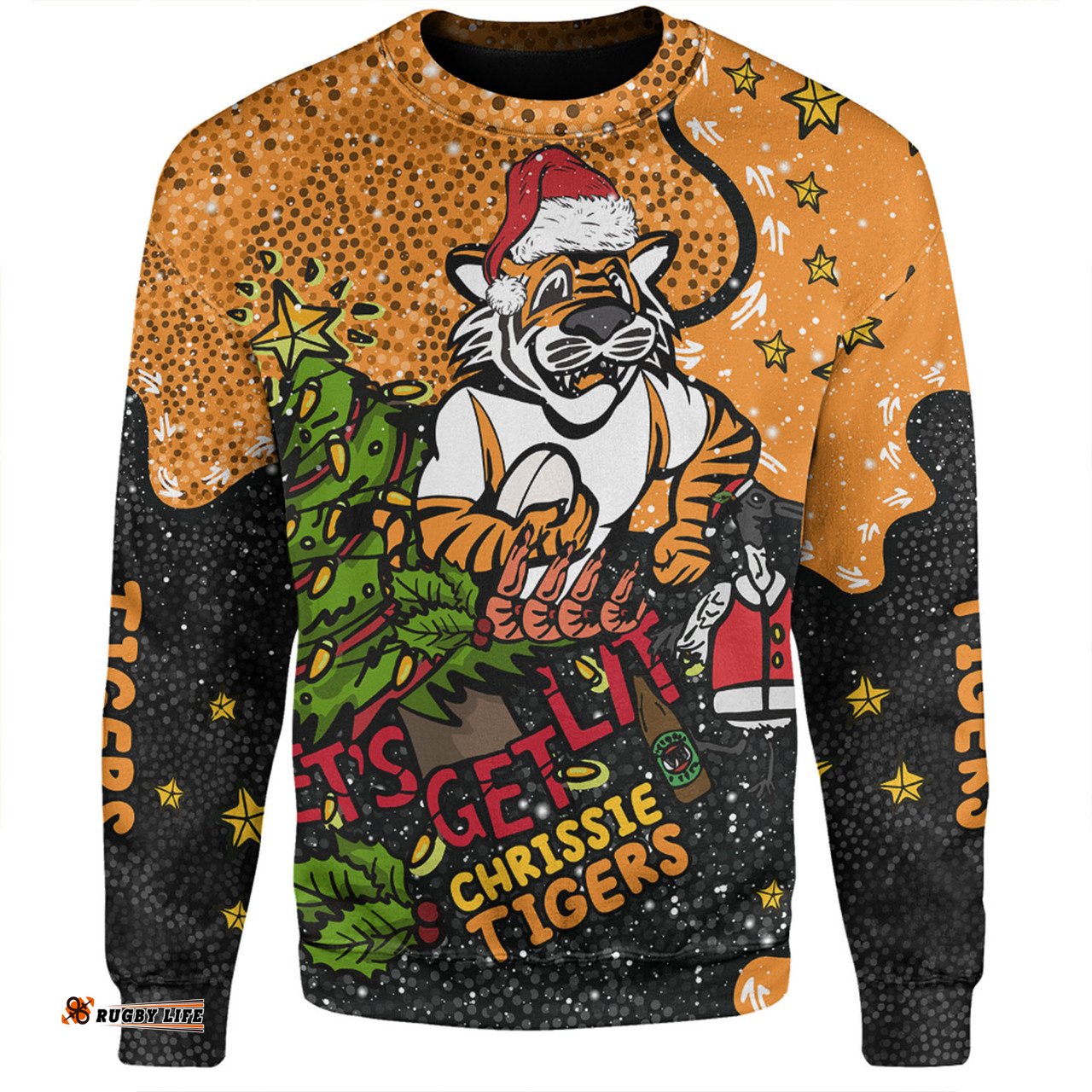 Amazing Aussie Wests Tigers Christmas Custom Let's Get Lit Chrisse Pressie Sweatshirt