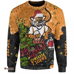 Amazing Aussie Wests Tigers Christmas Custom Let's Get Lit Chrisse Pressie Sweatshirt