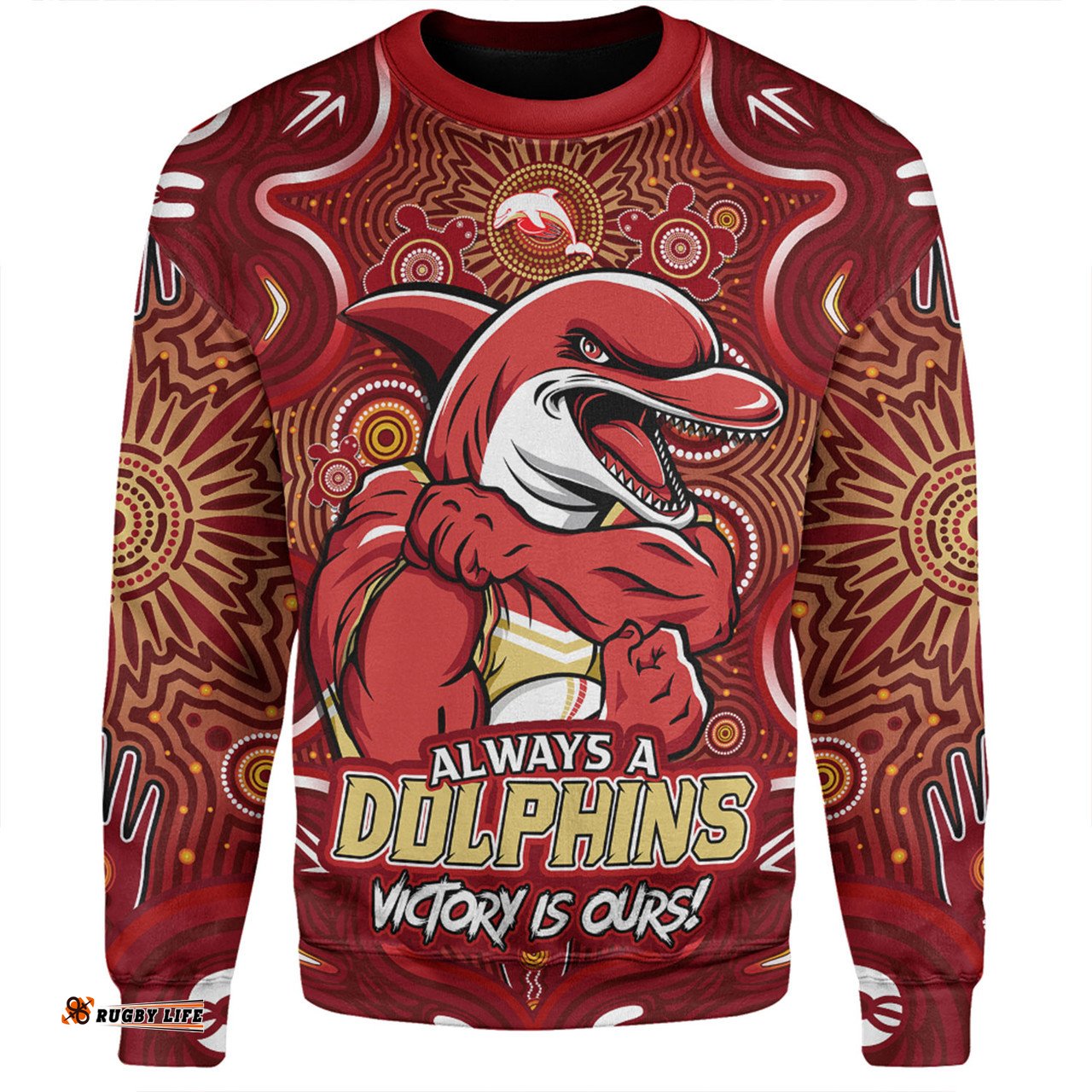 Amazing Aussie Redcliffe Dolphins Aboriginal Pattern Inspired Victory Is Ours Sweatshirt