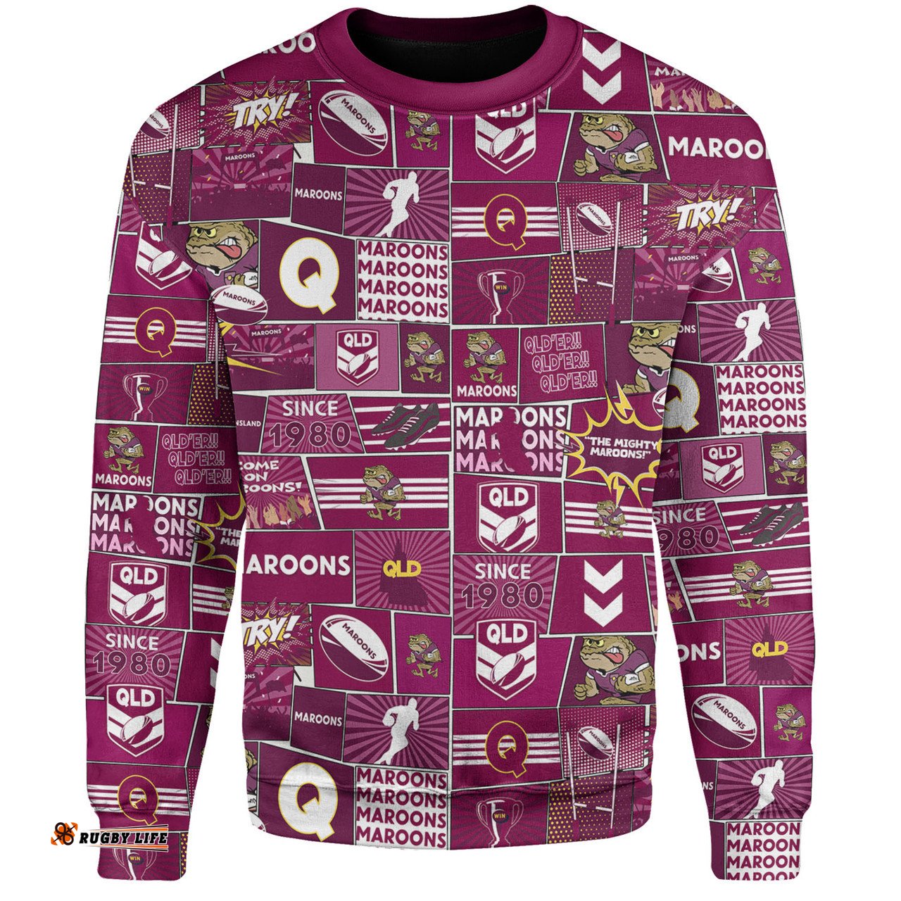 Amazing Aussie Queensland Sport Team Of Us Die Hard Fan Supporters Comic Style Sweatshirt