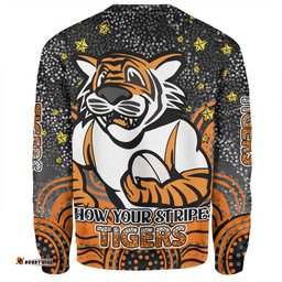 Amazing Aussie Wests Tigers Custom Custom With Aboriginal Inspired Style Of Dot Painting Patterns  Sweatshirt