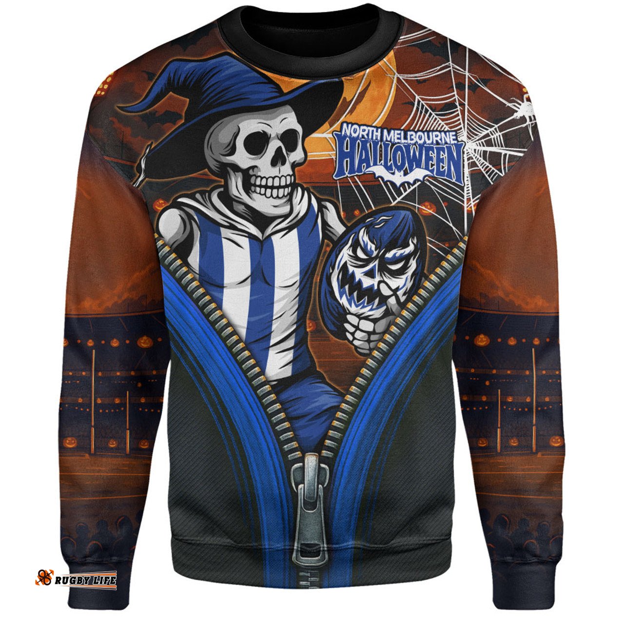 Amazing Aussie North Melbourne Halloween Night Reaper Zipper Sweatshirt