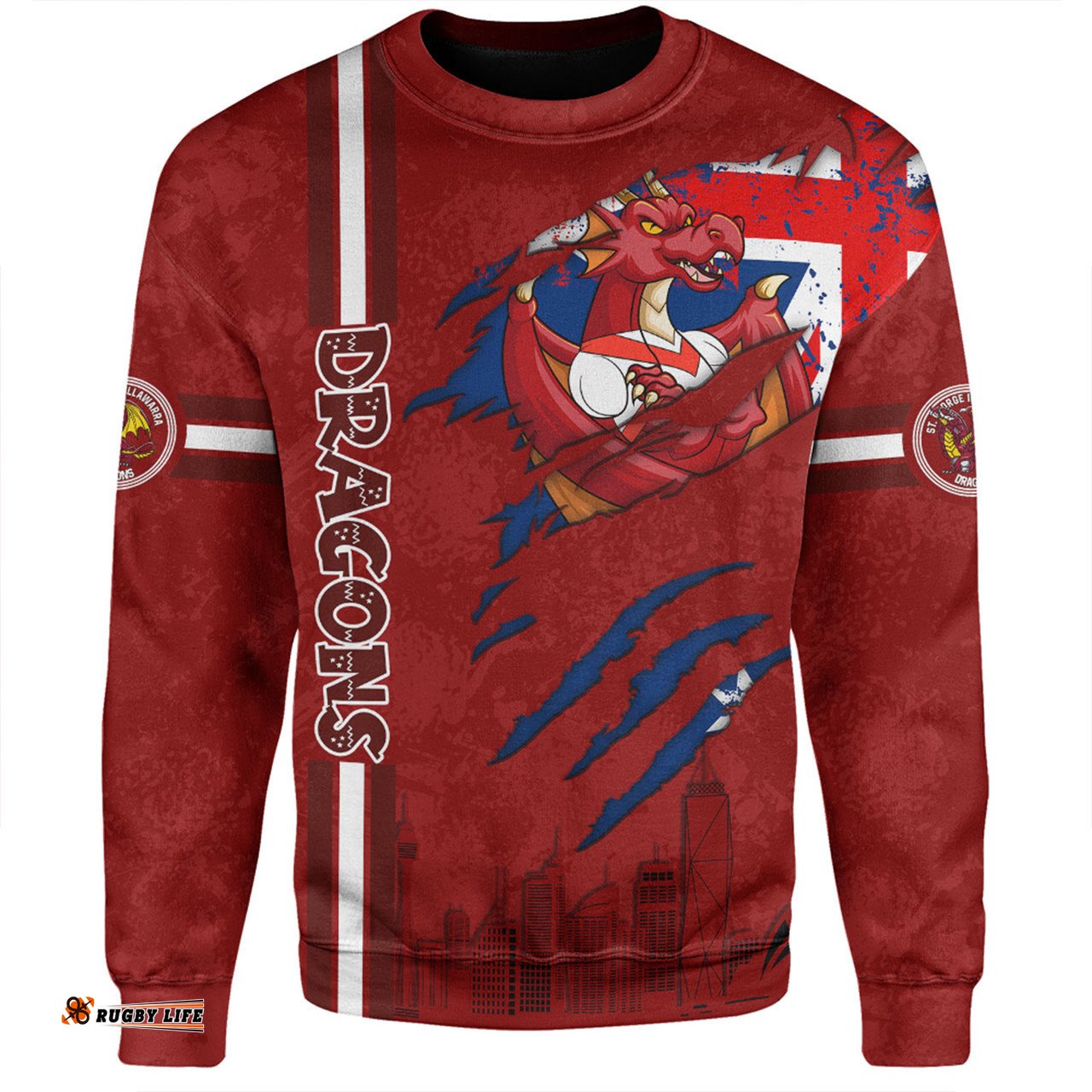 Amazing Aussie St. George Illawarra Dragons Happy Australia Day Flag Scratch Style Sweatshirt
