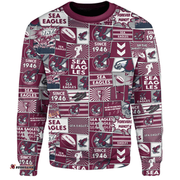 Amazing Aussie Manly Warringah Sea Eagles Team Of Us Die Hard Fan Supporters Comic Style Sweatshirt