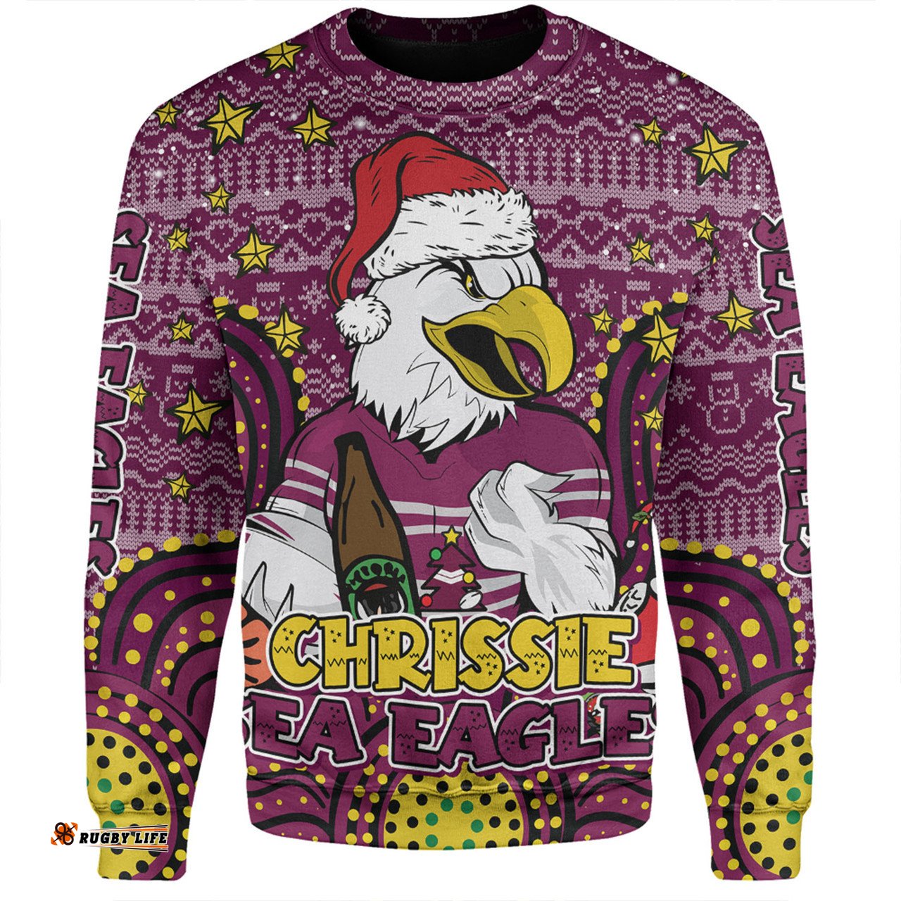 Amazing Aussie Manly Warringah Sea Eagles Christmas Custom Christmas Knit Patterns Vintage Jersey Ugly Sweatshirt