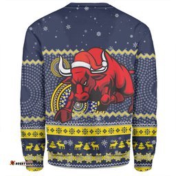 Amazing Aussie North Queensland Cowboys Christmas Custom Ugly Xmas And Aboriginal Patterns For Die Hard Fan Sweatshirt