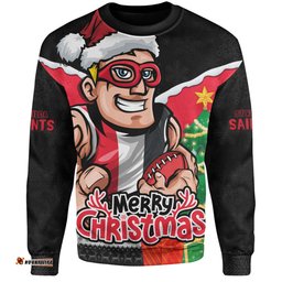 Amazing Aussie St Kilda Santa Scoring Touchdown On Christmas Game Day Sweatshirt