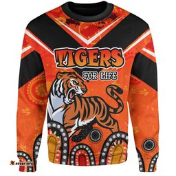 Amazing Aussie Wests Tigers Custom Tigers For Life With Aboriginal Style Sweatshirt