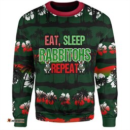 Amazing Aussie South Sydney Rabbitohs Eat Sleep Repeat With Tropical Patterns Sweatshirt