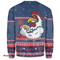 Amazing Aussie Sydney Roosters Christmas Custom Ugly Xmas And Aboriginal Patterns For Die Hard Fan Sweatshirt