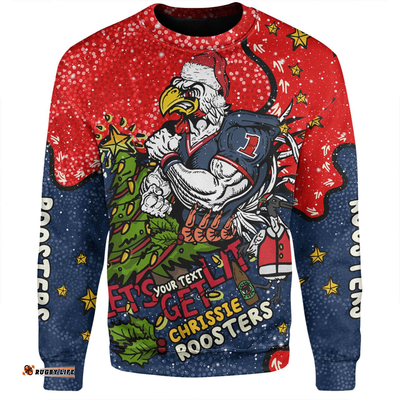 Amazing Aussie Sydney Roosters Christmas Custom Let's Get Lit Chrisse Pressie Sweatshirt