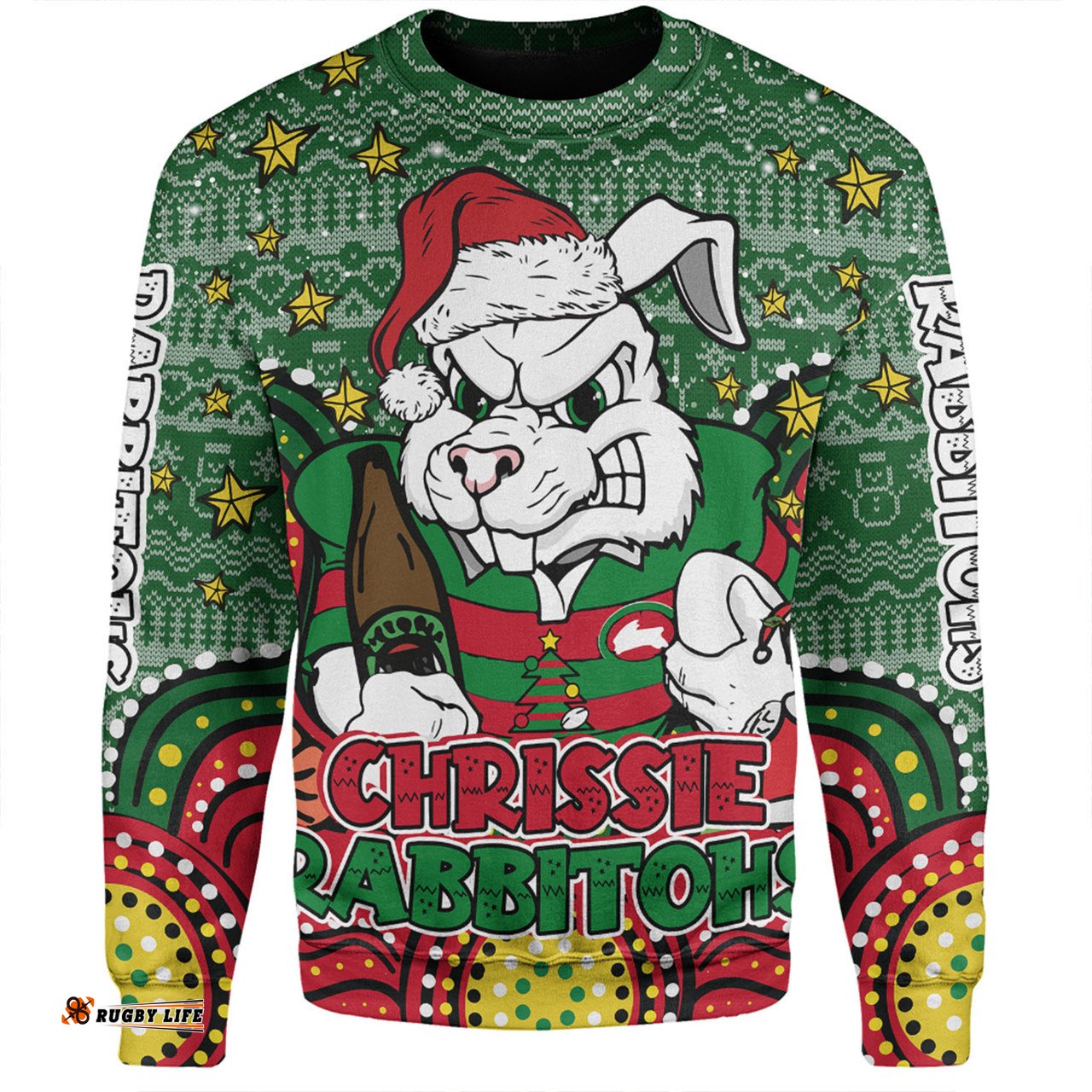 Amazing Aussie South Sydney Rabbitohs Custom Christmas Knit Patterns Vintage Jersey Ugly Sweatshirt