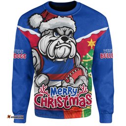 Amazing Aussie Western Bulldogs Santa Scoring Touchdown On Christmas Game Day Sweatshirt