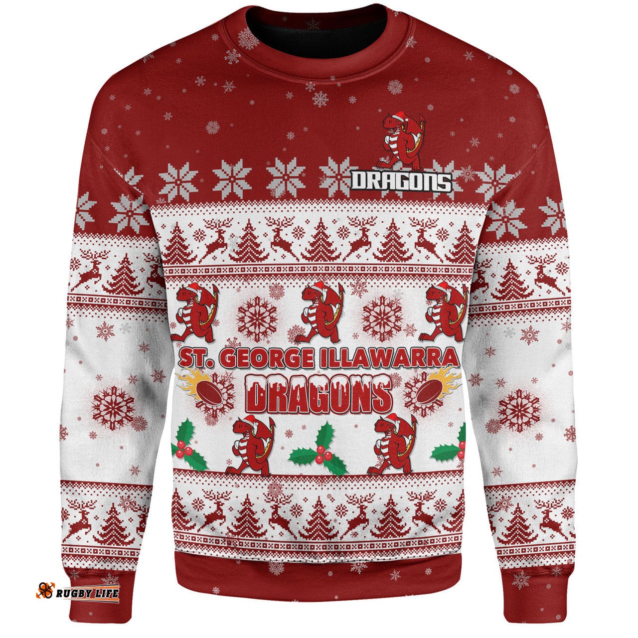 Amazing Aussie St. George Illawarra Dragons Christmas Custom Special Ugly Christmas Sweatshirt