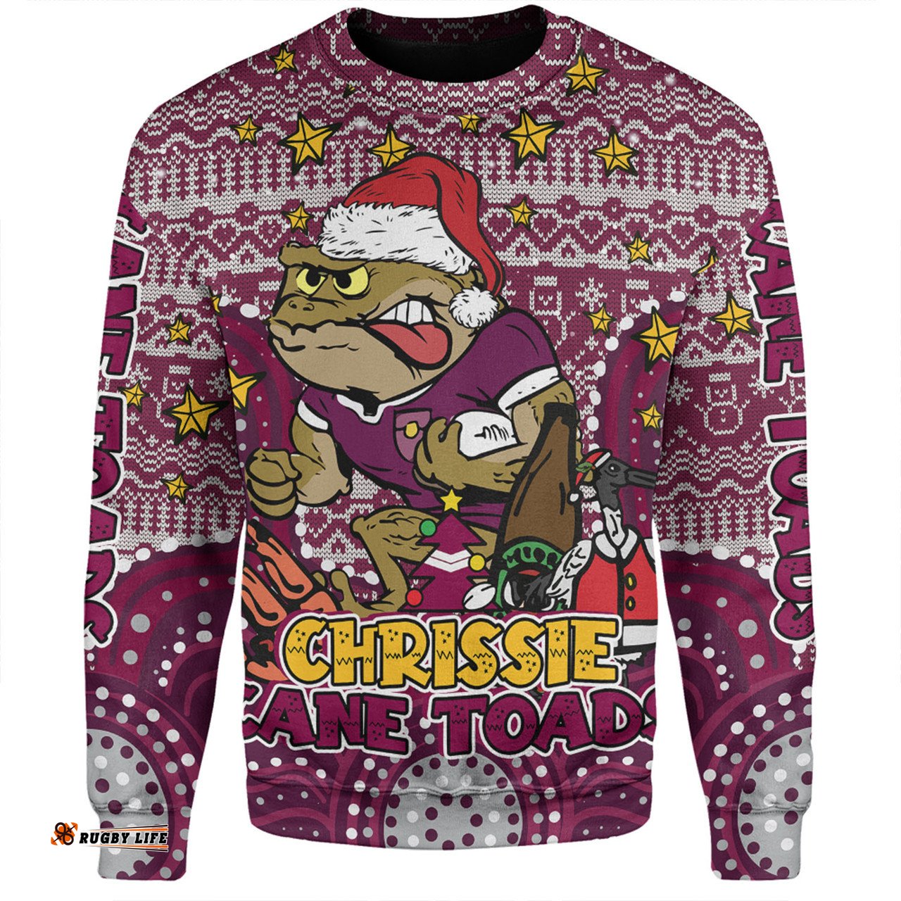 Amazing Aussie Queensland Cane Toads Christmas Custom Christmas Knit Patterns Vintage Jersey Ugly Sweatshirt