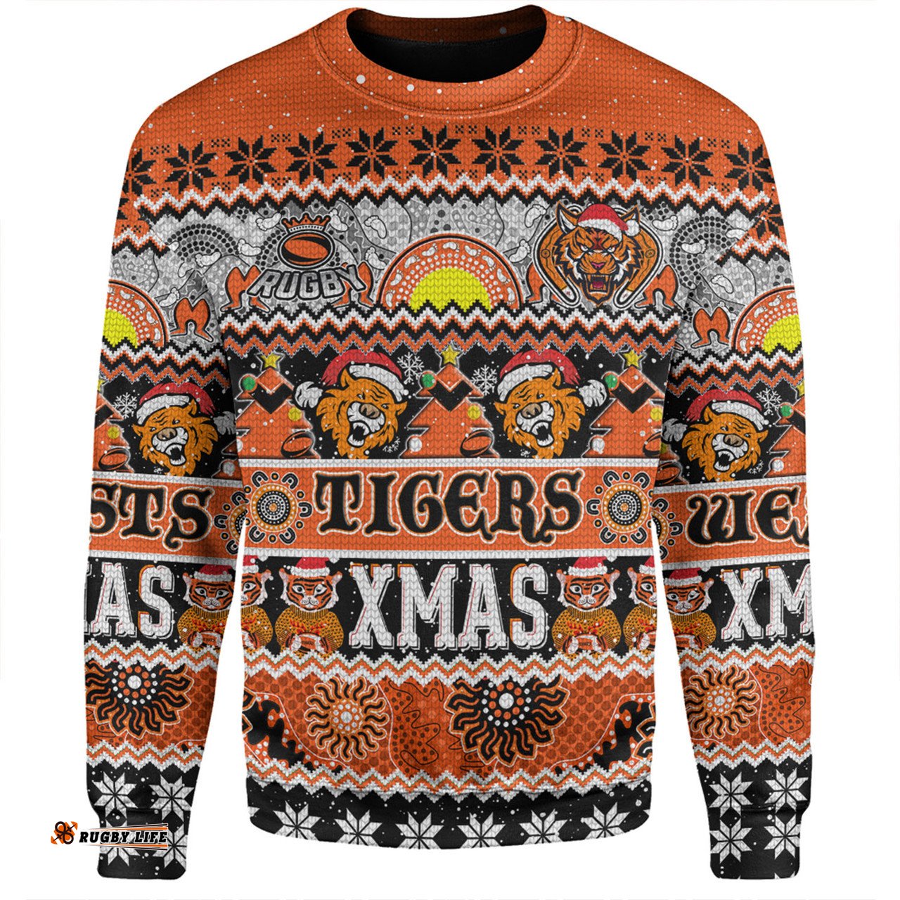 Amazing Aussie Wests Tigers Christmas Aboriginal Custom Indigenous Knitted Ugly Xmas Style Sweatshirt