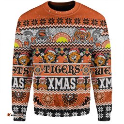 Amazing Aussie Wests Tigers Christmas Aboriginal Custom Indigenous Knitted Ugly Xmas Style Sweatshirt