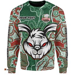 Amazing Aussie South Sydney Rabbitohs Grand Final Custom Custom Rabbitohs With Contemporary Style Of Aboriginal Painting Sweatshirt