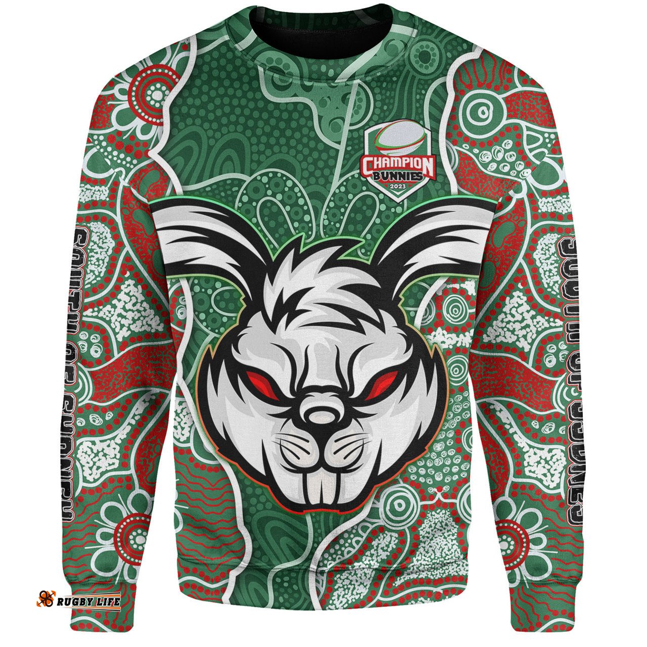 Amazing Aussie South Sydney Rabbitohs Grand Final Custom Custom Rabbitohs With Contemporary Style Of Aboriginal Painting Sweatshirt