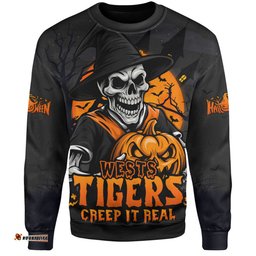 Amazing Aussie Wests Tigers Dark Moon Rugby Halloween Battle Edition Sweatshirt