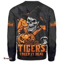 Amazing Aussie Wests Tigers Dark Moon Rugby Halloween Battle Edition Sweatshirt