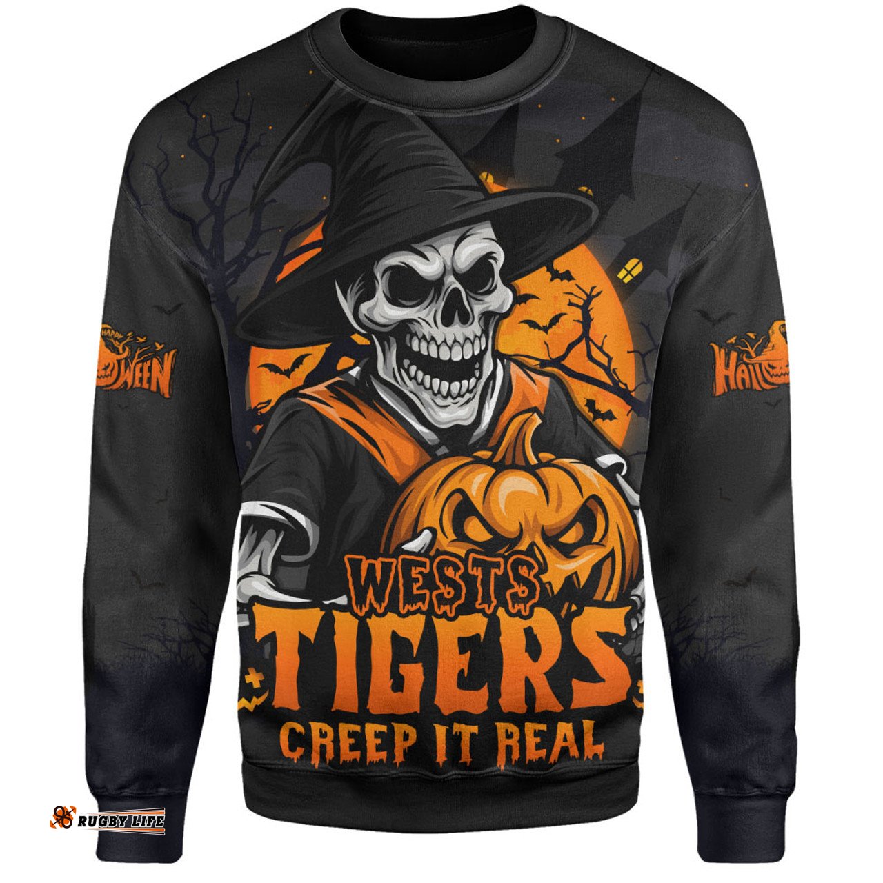 Amazing Aussie Wests Tigers Dark Moon Rugby Halloween Battle Edition Sweatshirt