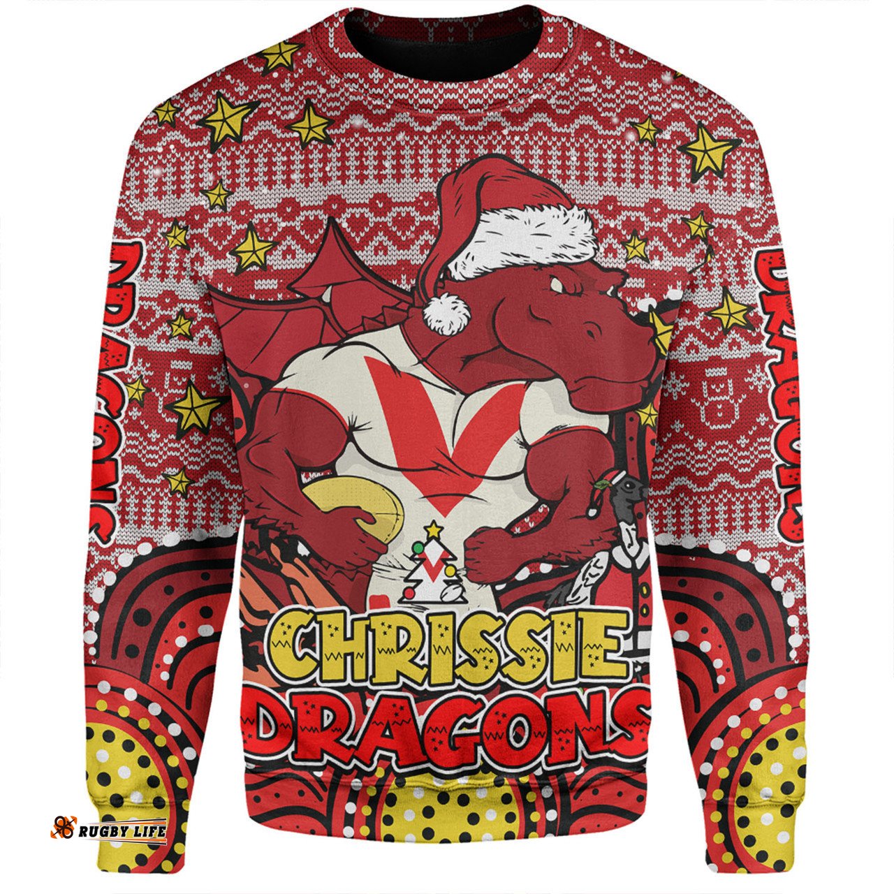 Amazing Aussie St. George Illawarra Dragons Christmas Custom Christmas Knit Patterns Vintage Jersey Ugly Sweatshirt