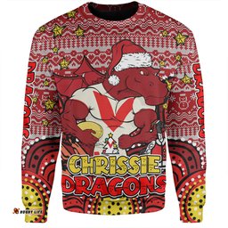 Amazing Aussie St. George Illawarra Dragons Christmas Custom Christmas Knit Patterns Vintage Jersey Ugly Sweatshirt