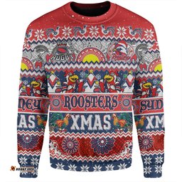 Amazing Aussie Sydney Roosters Christmas Aboriginal Custom Indigenous Knitted Ugly Xmas Style Sweatshirt