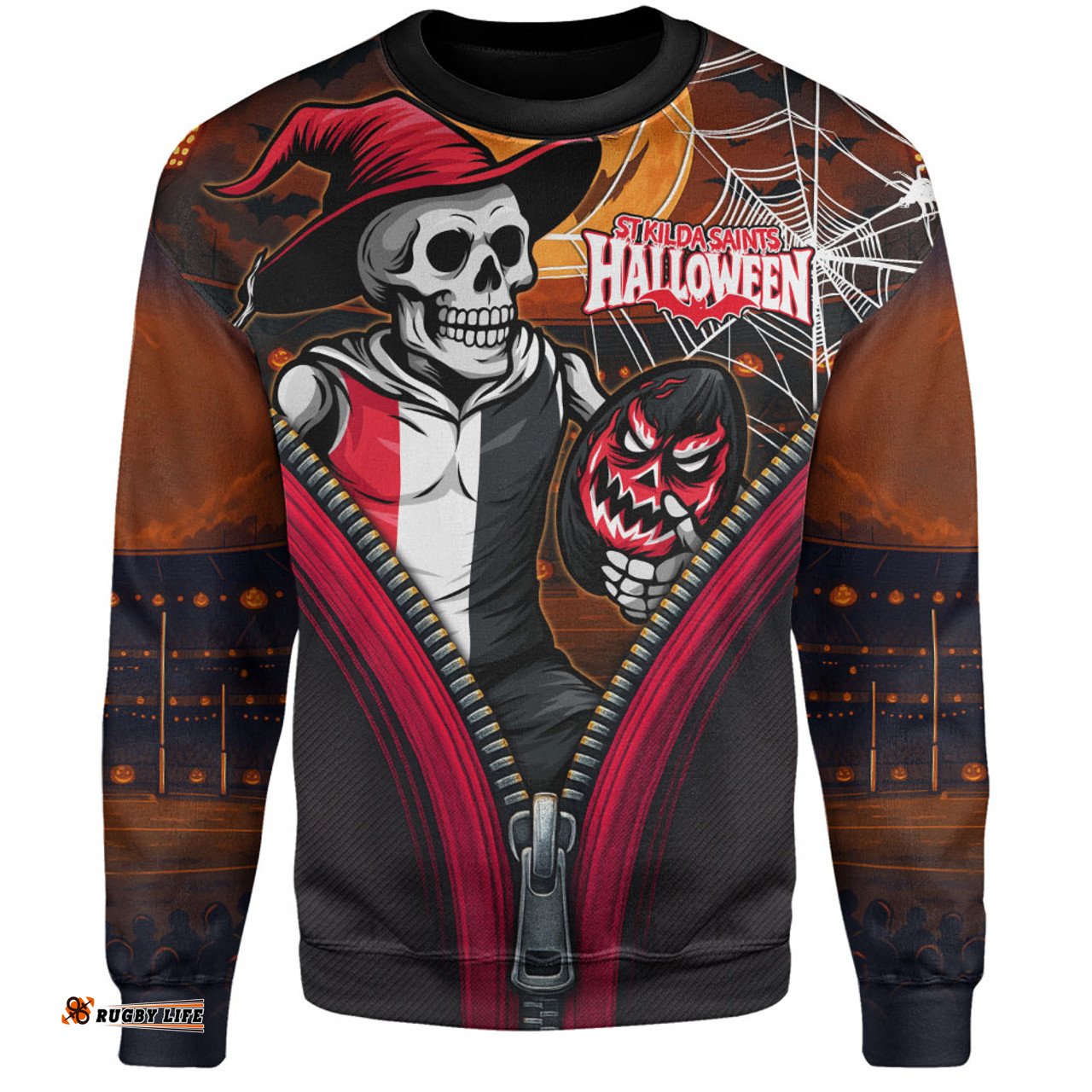 Amazing Aussie St Kilda Halloween Night Reaper Zipper Sweatshirt