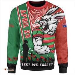 Amazing Aussie South Sydney Rabbitohs Anzac Day Lest We Forget Strong Fighting Spirit Sweatshirt