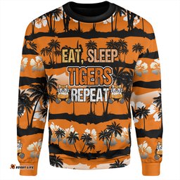 Amazing Aussie Wests Tigers Eat Sleep Repeat With Tropical Patterns Sweatshirt