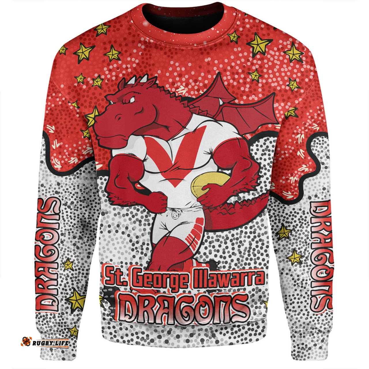 Amazing Aussie St. George Illawarra Dragons Custom Team With Dot And Star Patterns For Tough Fan Sweatshirt
