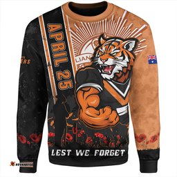 Amazing Aussie Wests Tigers Anzac Day Lest We Forget Strong Fighting Spirit Sweatshirt