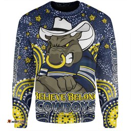 Amazing Aussie North Queensland Cowboys Custom Custom With Aboriginal Inspired Style Of Dot Painting Patterns  Sweatshirt