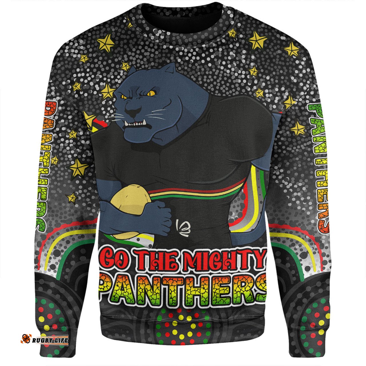 Amazing Aussie Penrith Panthers Custom Custom With Aboriginal Inspired Style Of Dot Painting Patterns  Sweatshirt
