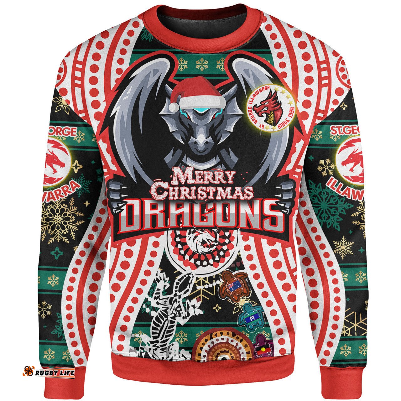 Amazing Aussie St. George Illawarra Dragons Christmas Custom Merry Christmas Dragons Dragons Sweatshirt