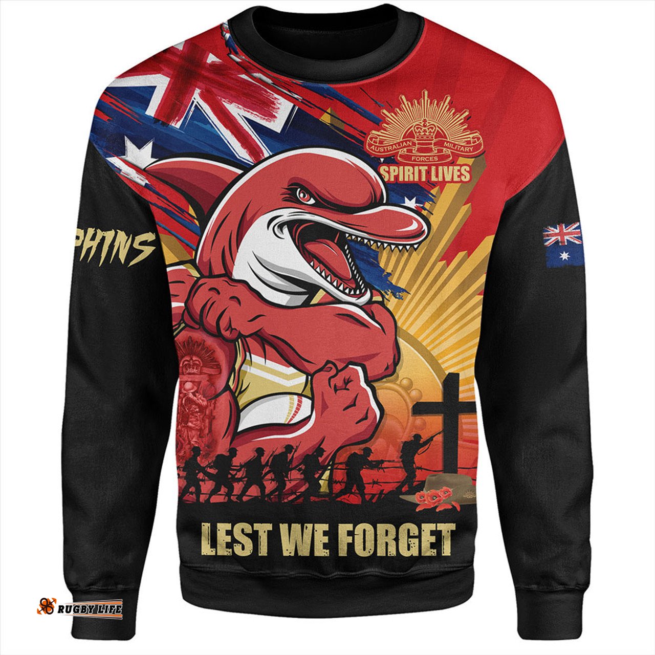 Amazing Aussie Redcliffe Dolphins Fearless ANZAC Defender Sweatshirt