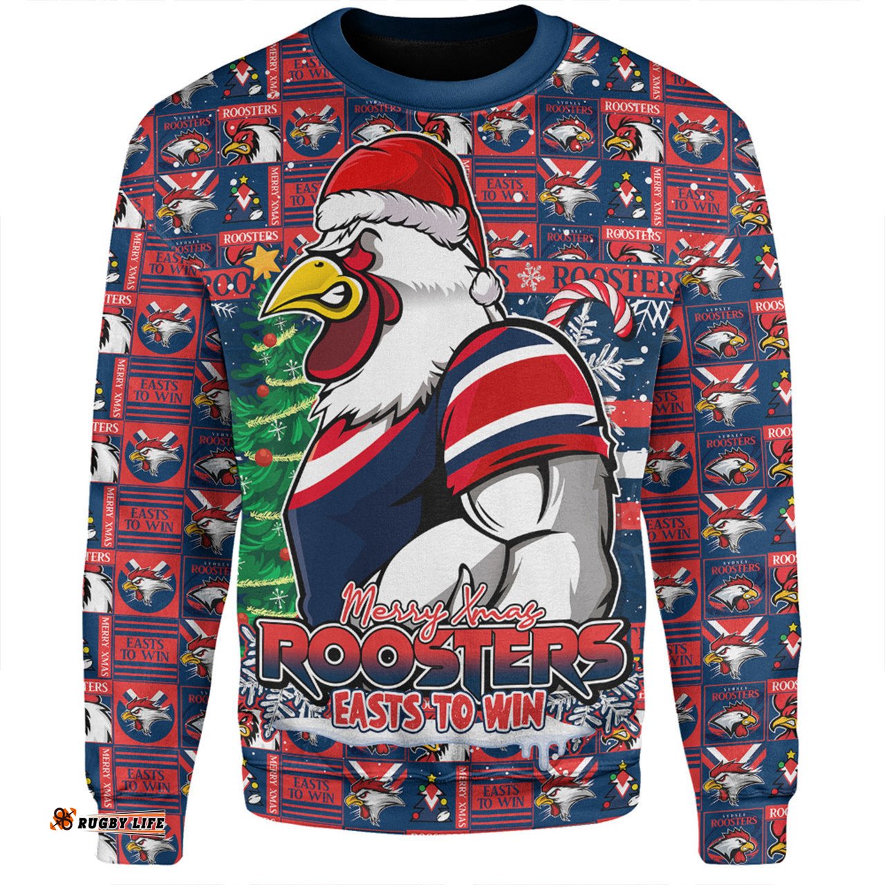 Amazing Aussie Sydney Roosters Merry Ugly Christmas Comic Style Sweatshirt