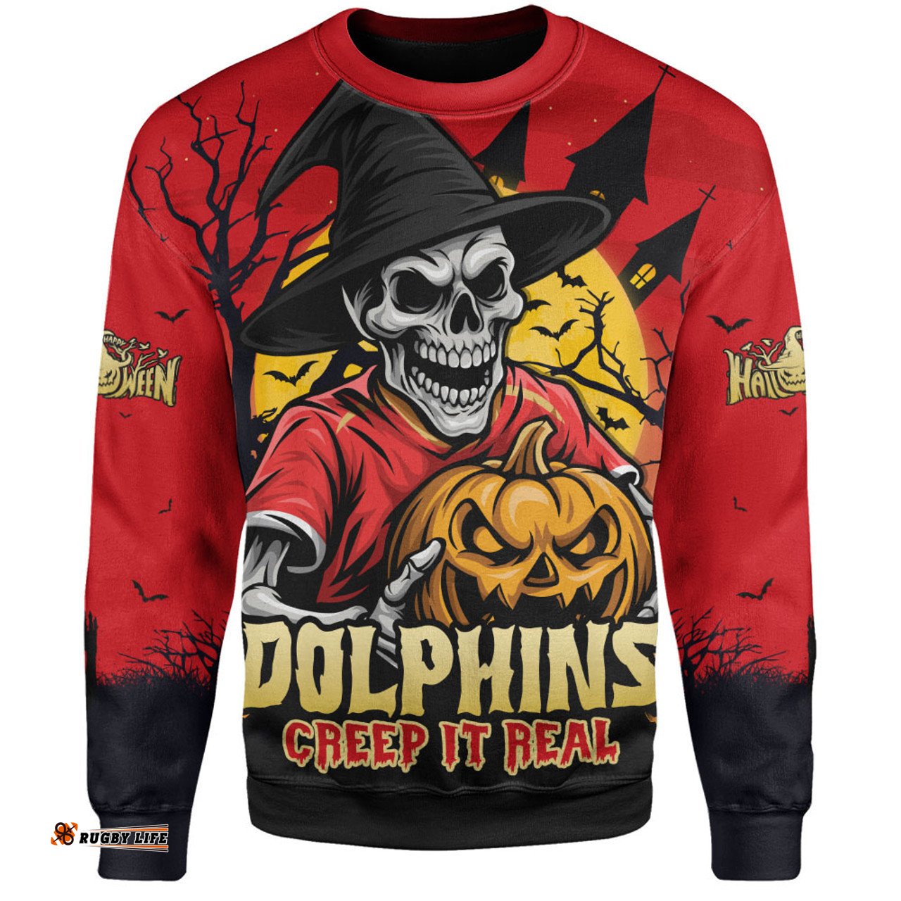 Amazing Aussie Redcliffe Dolphins Dark Moon Rugby Halloween Battle Edition Sweatshirt