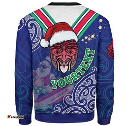 Amazing Aussie Warriors Rugby Christmas Custom Warriors Maori Culture Christmas Vibes with Santa Surfing Sweatshirt