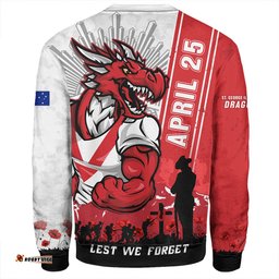 Amazing Aussie St. George Illawarra Dragons Anzac Day Lest We Forget Strong Fighting Spirit Sweatshirt
