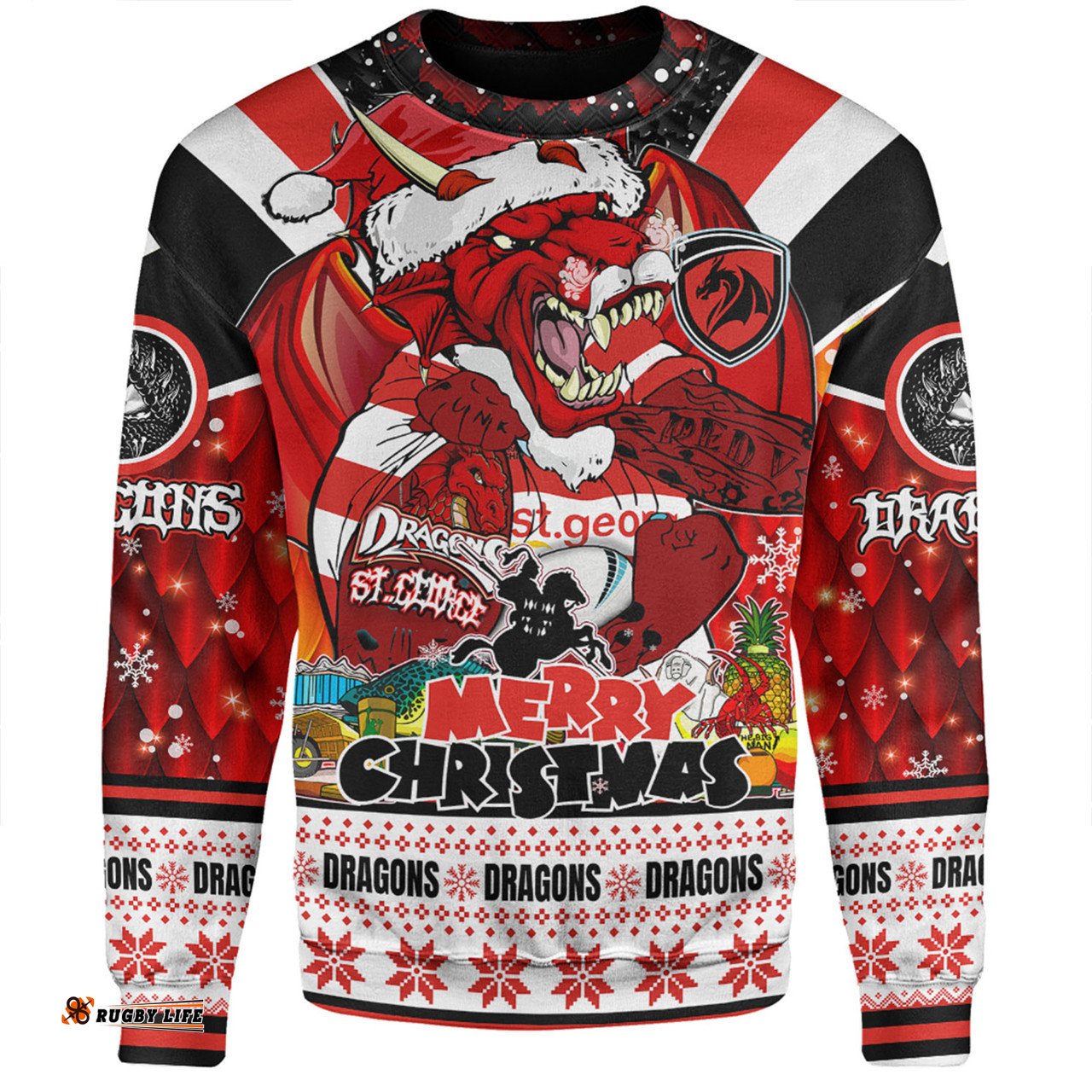 Amazing Aussie St. George Illawarra Dragons Christmas Custom Dragons Santa Aussie Big Things Sweatshirt