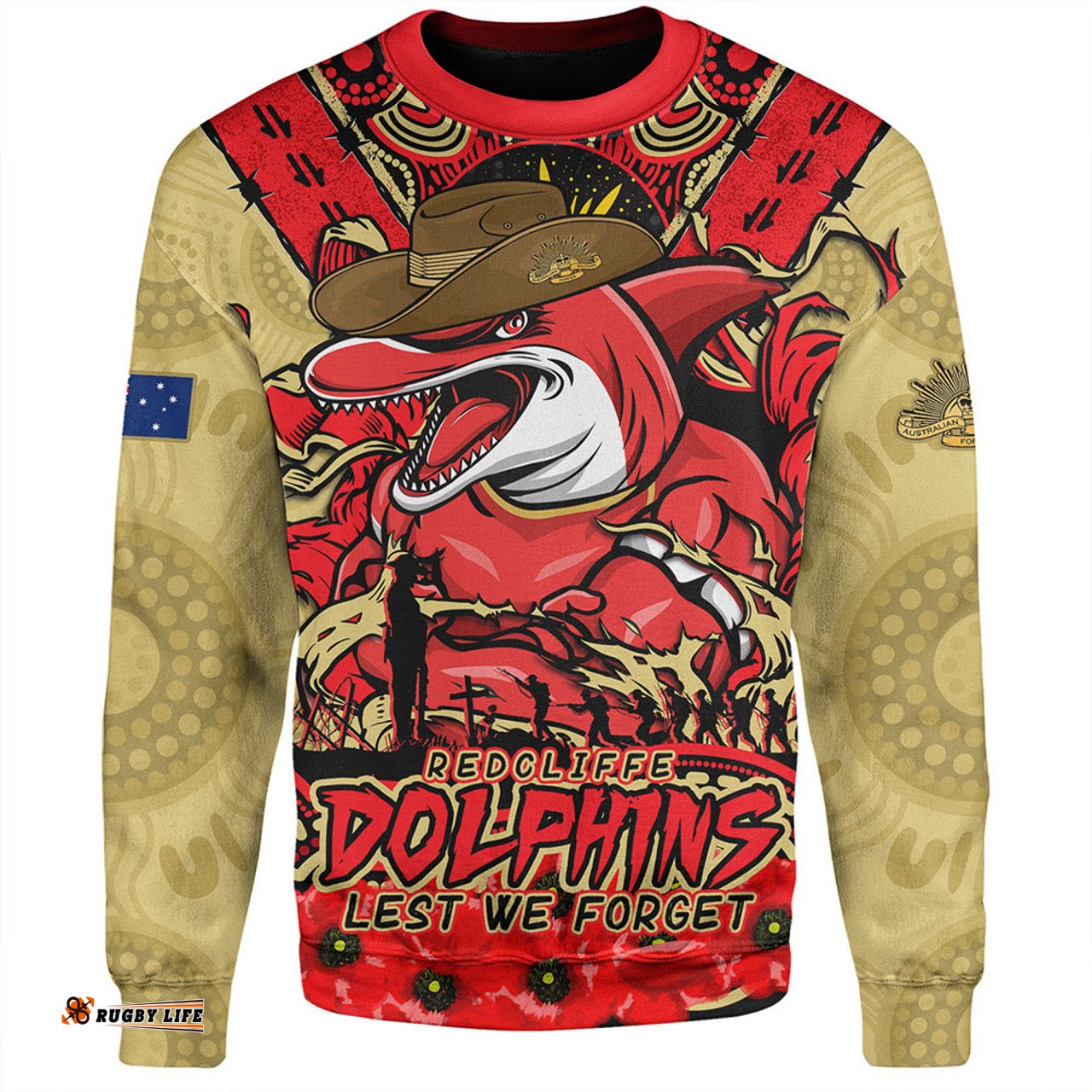 Amazing Aussie Redcliffe Dolphins Ripped Legacy Of The Game The ANZAC Spirit Lives On Sweatshirt