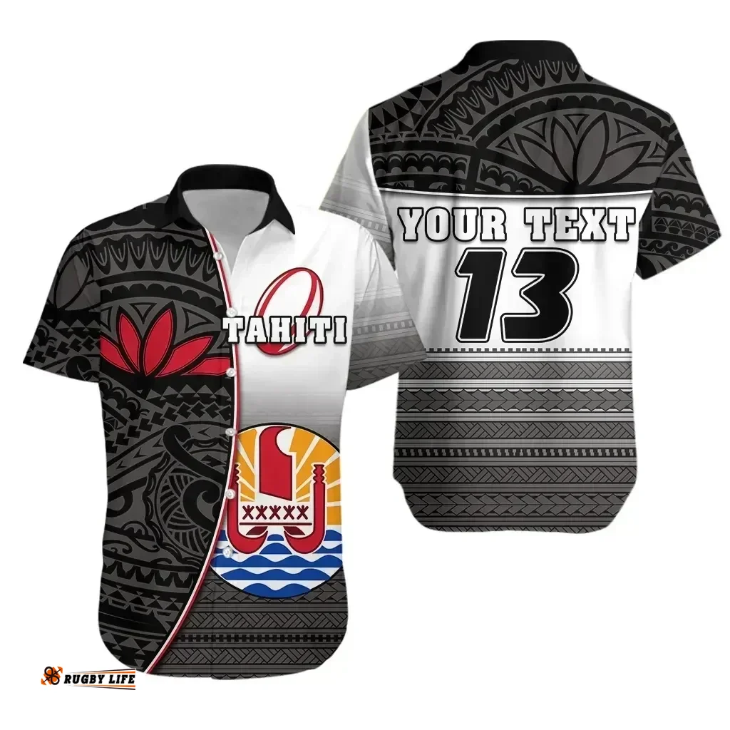 Rugbylife Shirt - (Custom Personalised) Tahiti Rugby Short Sleeve Shirt Impressive Version Black - Custom Text and Number K13