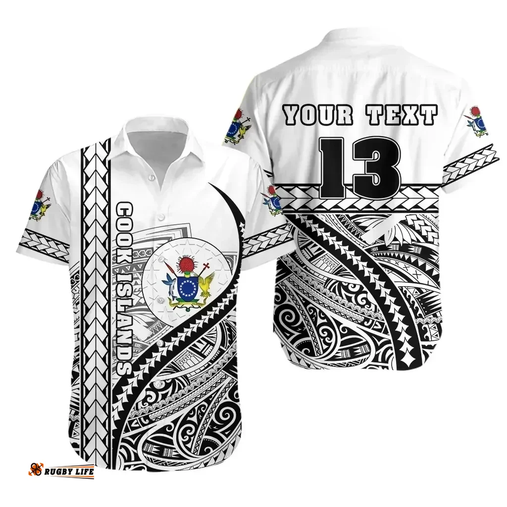 Rugbylife Shirt - (Custom Personalised) Cook Islands Rugby Short Sleeve Shirt Simple - Custom Text and Number K13