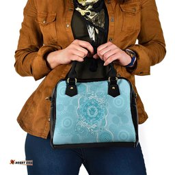 Blue Australia Lizard With Aboriginal Art Shoulder Handbag